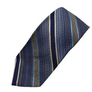 Vtg Prince Consort Gold Clasp Tie Necktie Polyester Blue Striped Classic Office